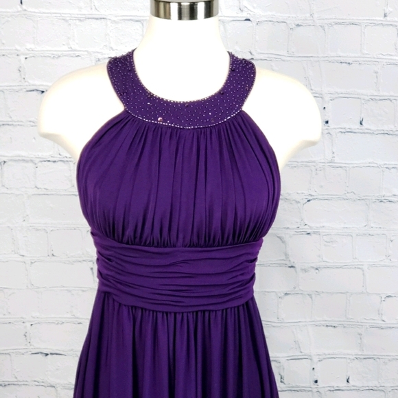 Jessica Howard Womens Formal Dress Size 4 Deep Purple Prom Flowy Evening Gown - Picture 7 of 13